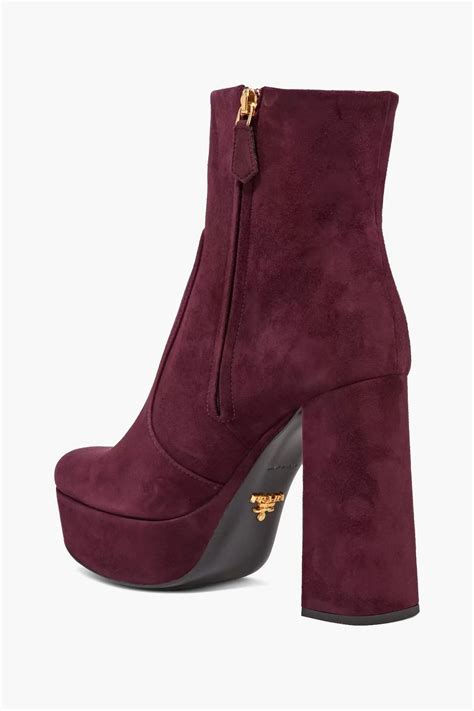 prada suede platform ankle boots|Prada 55 leather ankle boots.